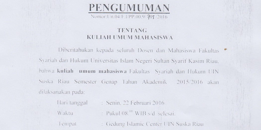 PEMBERITAHUAN KULIAH UMUM BAGI SELURUH DOSEN DAN MAHASISWA FAKULTAS ...